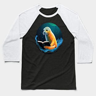 Harp Seal Reads Book Baseball T-Shirt